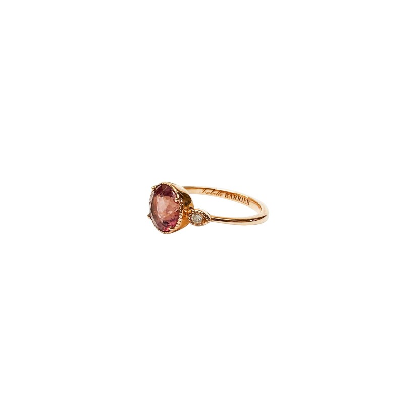 Bague Isabelle Barrier en or rose, diamants naturels et pierres fines, taille 52